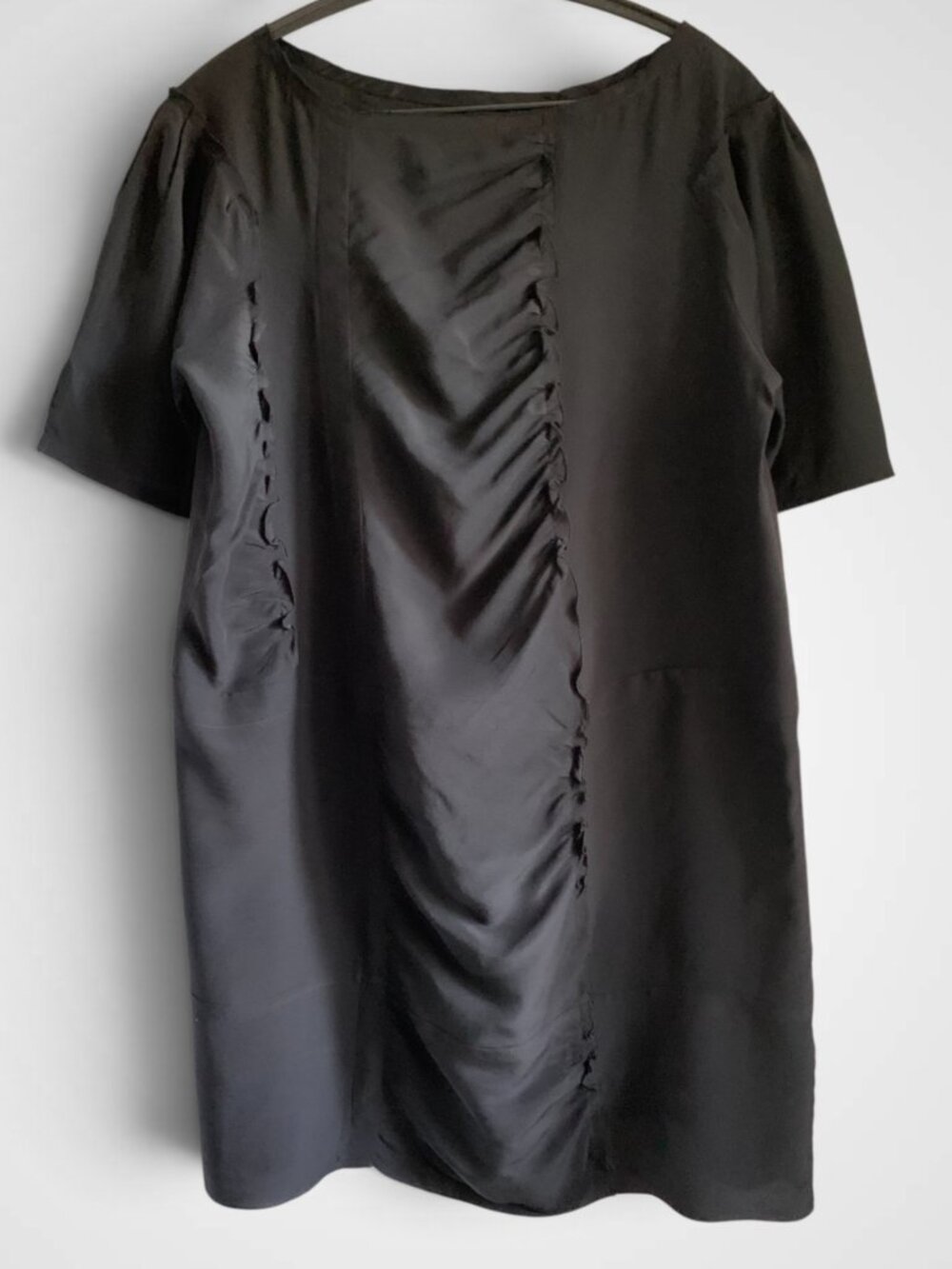 Prada black silk ruched dress, size M